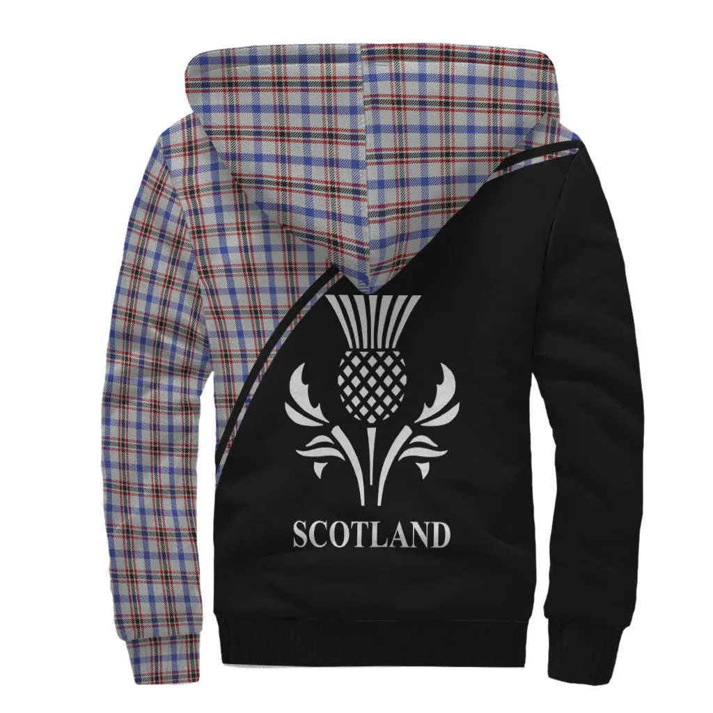 Boswell Tartan Sherpa Hoodie with Family Crest Curve Style