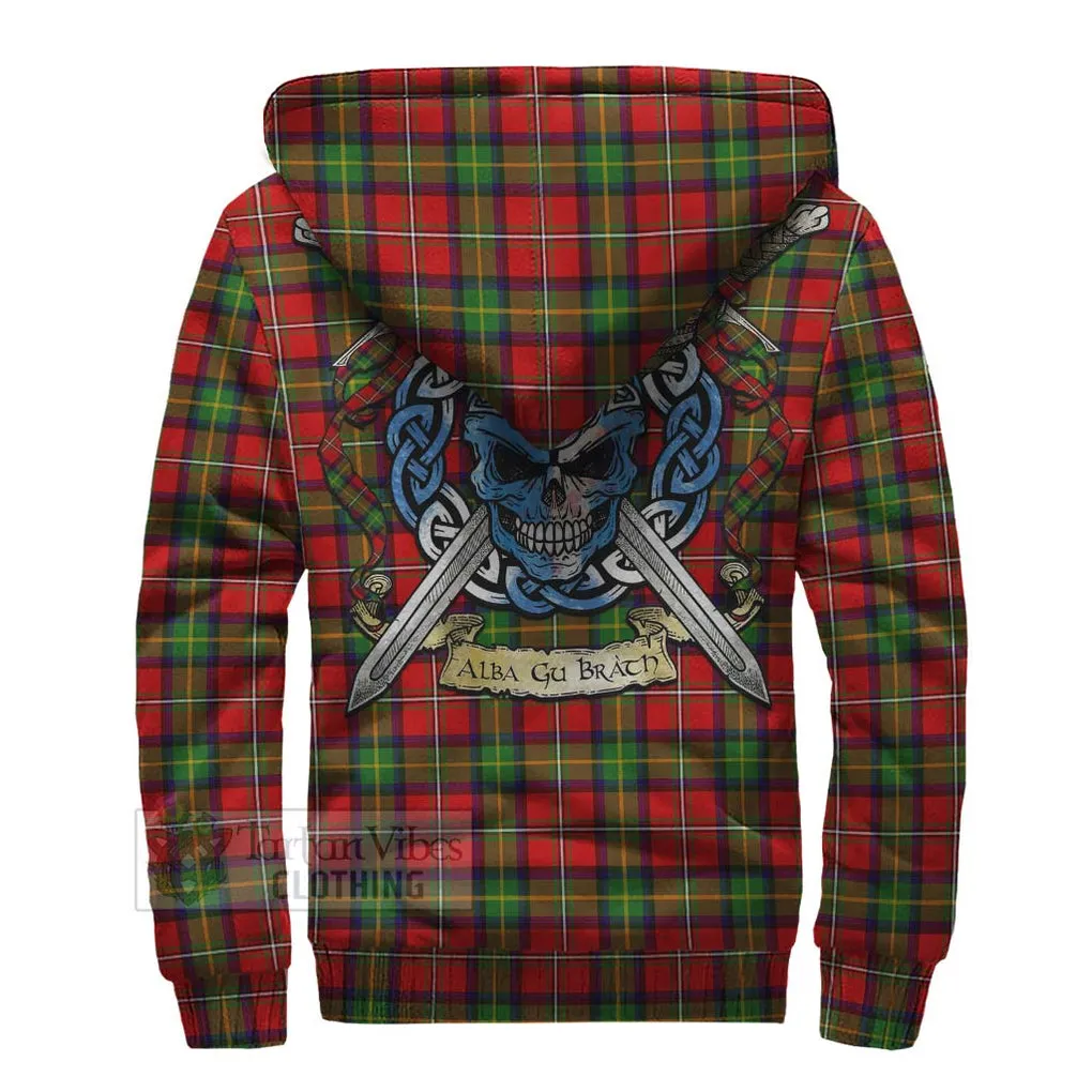 Boyd Tartan Sherpa Hoodie with Family Crest Celtic Skull Style