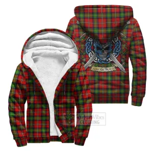 Boyd Tartan Sherpa Hoodie with Family Crest Celtic Skull Style