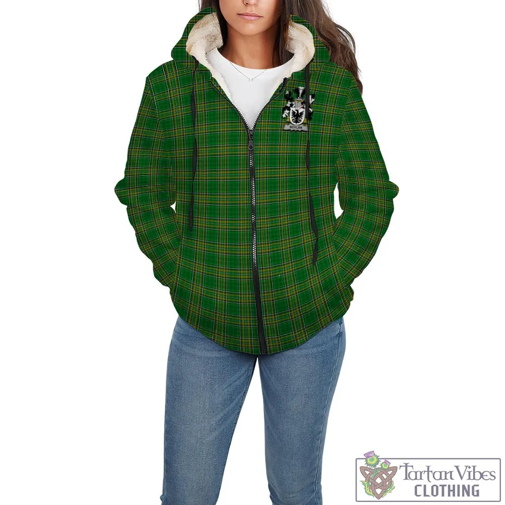 Boylan Irish Clan Tartan Sherpa Hoodie with Coat of Arms