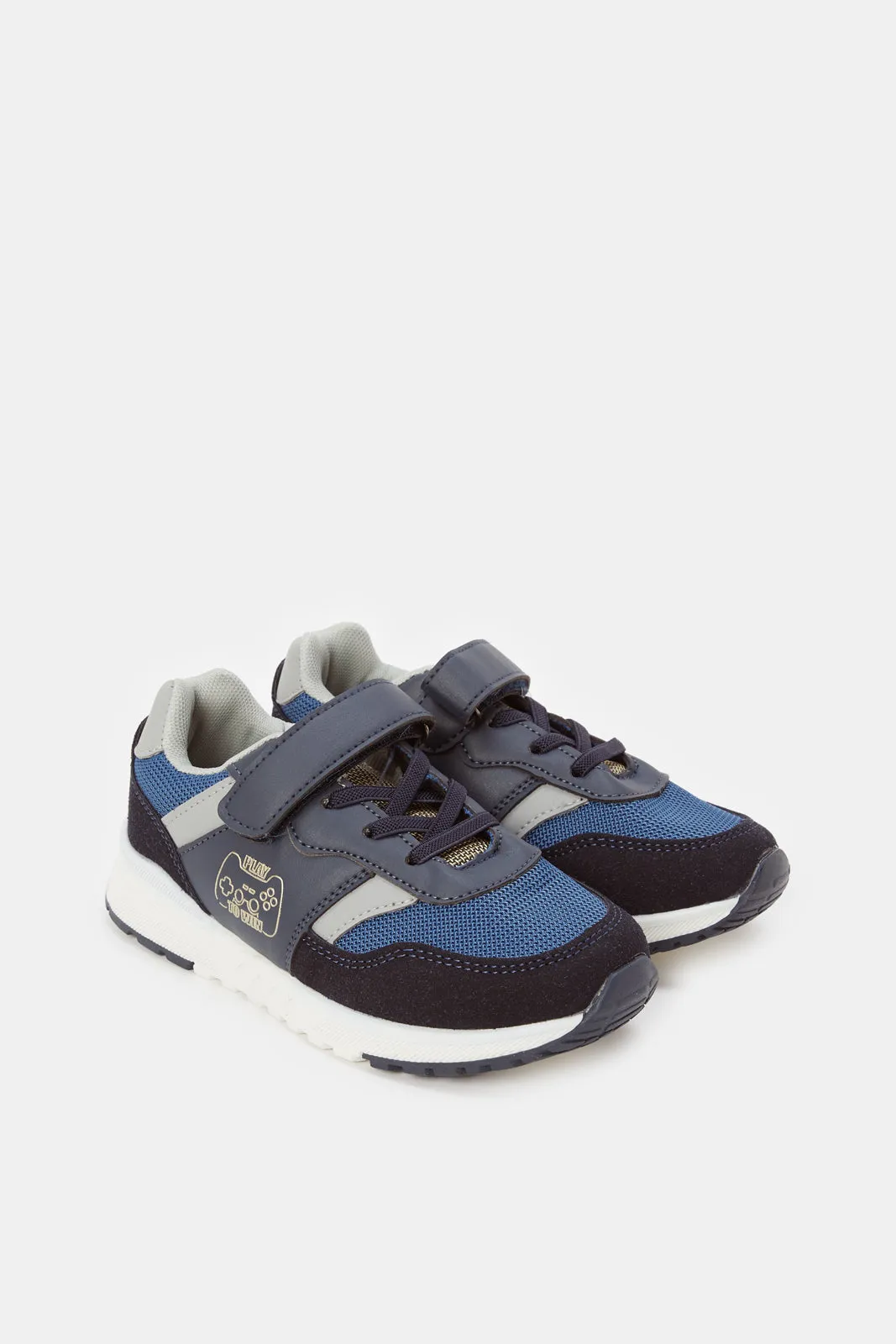 Boys Navy Colour Block Trainer