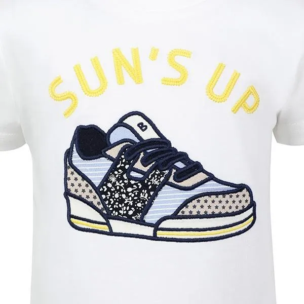 BOYS SNEAKER APPLIQUE T-SHIRT - WHITE