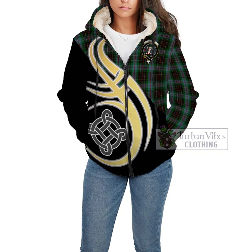 Brodie Hunting Tartan Sherpa Hoodie with Family Crest and Celtic Symbol Style