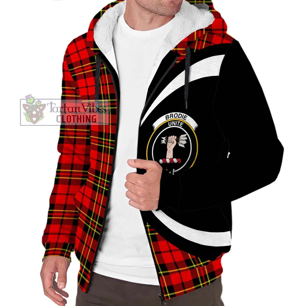 Brodie Modern Tartan Sherpa Hoodie with Family Crest Circle Style