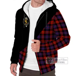 Brown (Broun) Tartan Sherpa Hoodie with Family Crest and Military Logo Style