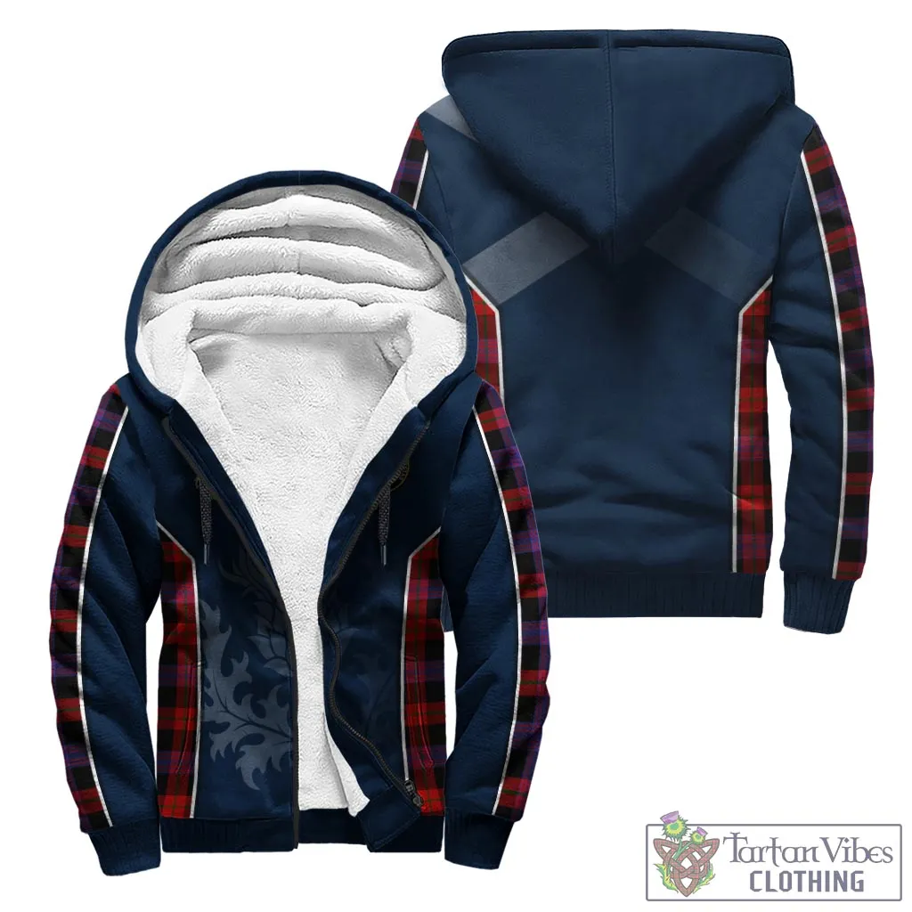 Brown (Broun) Tartan Sherpa Hoodie with Family Crest and Scottish Thistle Vibes Sport Style