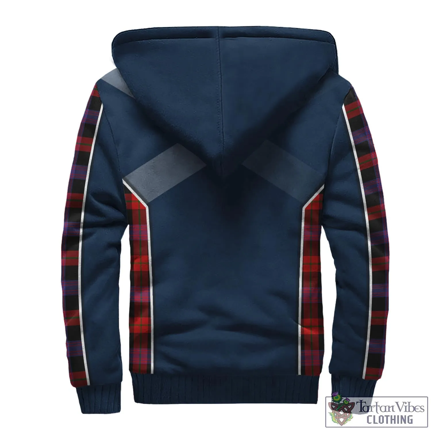 Brown (Broun) Tartan Sherpa Hoodie with Family Crest and Scottish Thistle Vibes Sport Style