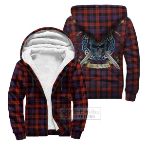 Brown (Broun) Tartan Sherpa Hoodie with Family Crest Celtic Skull Style