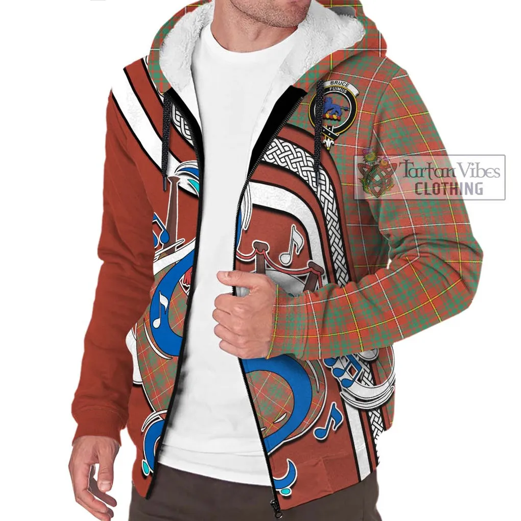 Bruce Ancient Tartan Sherpa Hoodie with Epic Bagpipe Style