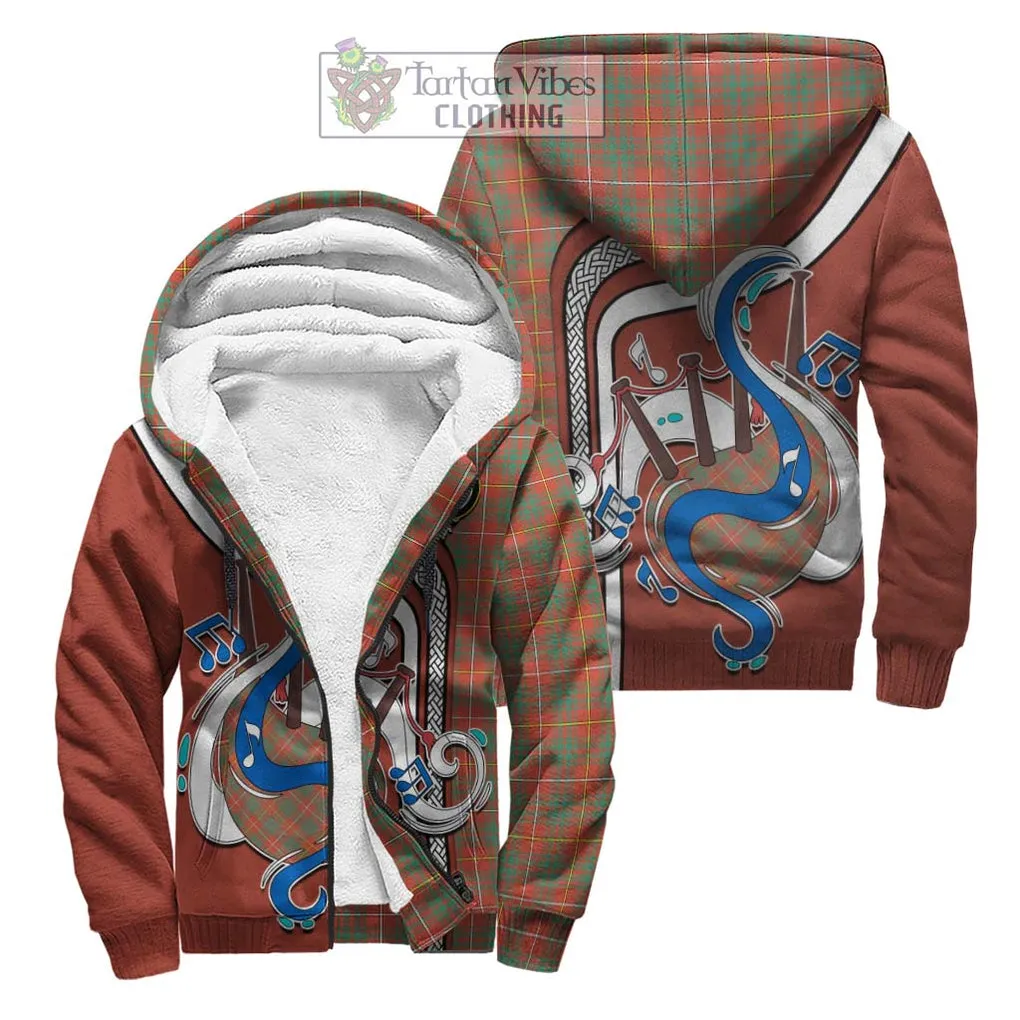 Bruce Ancient Tartan Sherpa Hoodie with Epic Bagpipe Style