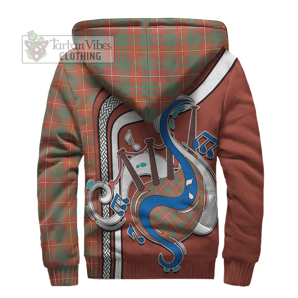 Bruce Ancient Tartan Sherpa Hoodie with Epic Bagpipe Style