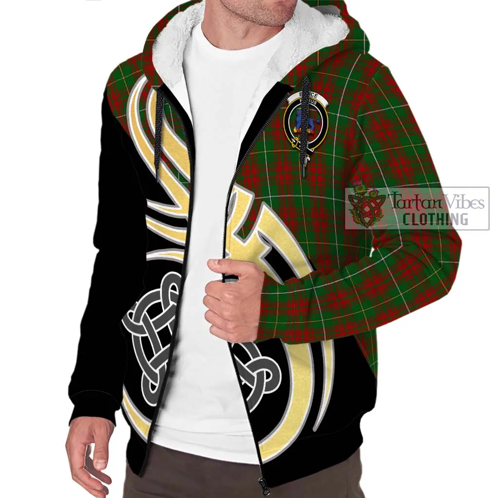 Bruce Hunting Tartan Sherpa Hoodie with Family Crest and Celtic Symbol Style