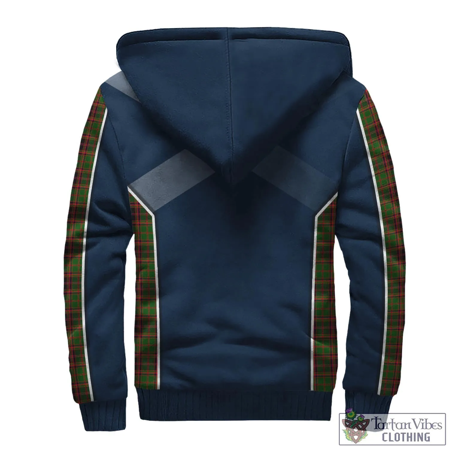 Buchan Tartan Sherpa Hoodie with Family Crest and Lion Rampant Vibes Sport Style