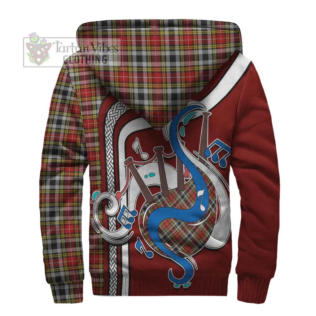 Buchanan Old Dress Tartan Sherpa Hoodie with Epic Bagpipe Style