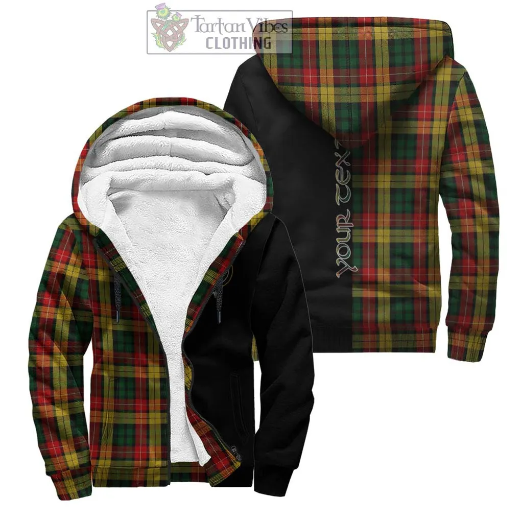 Buchanan Tartan Sherpa Hoodie with Family Crest and Half Of Me Style