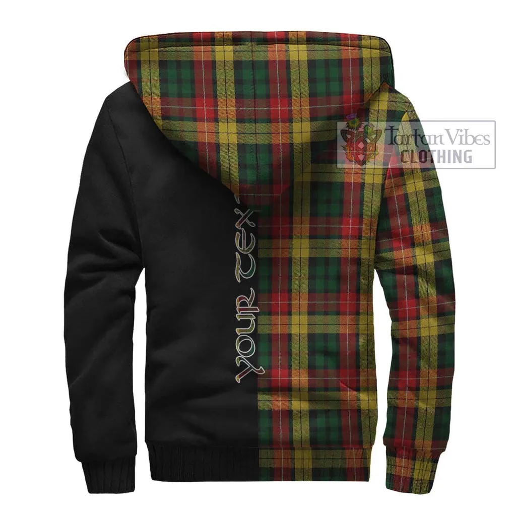 Buchanan Tartan Sherpa Hoodie with Family Crest and Half Of Me Style