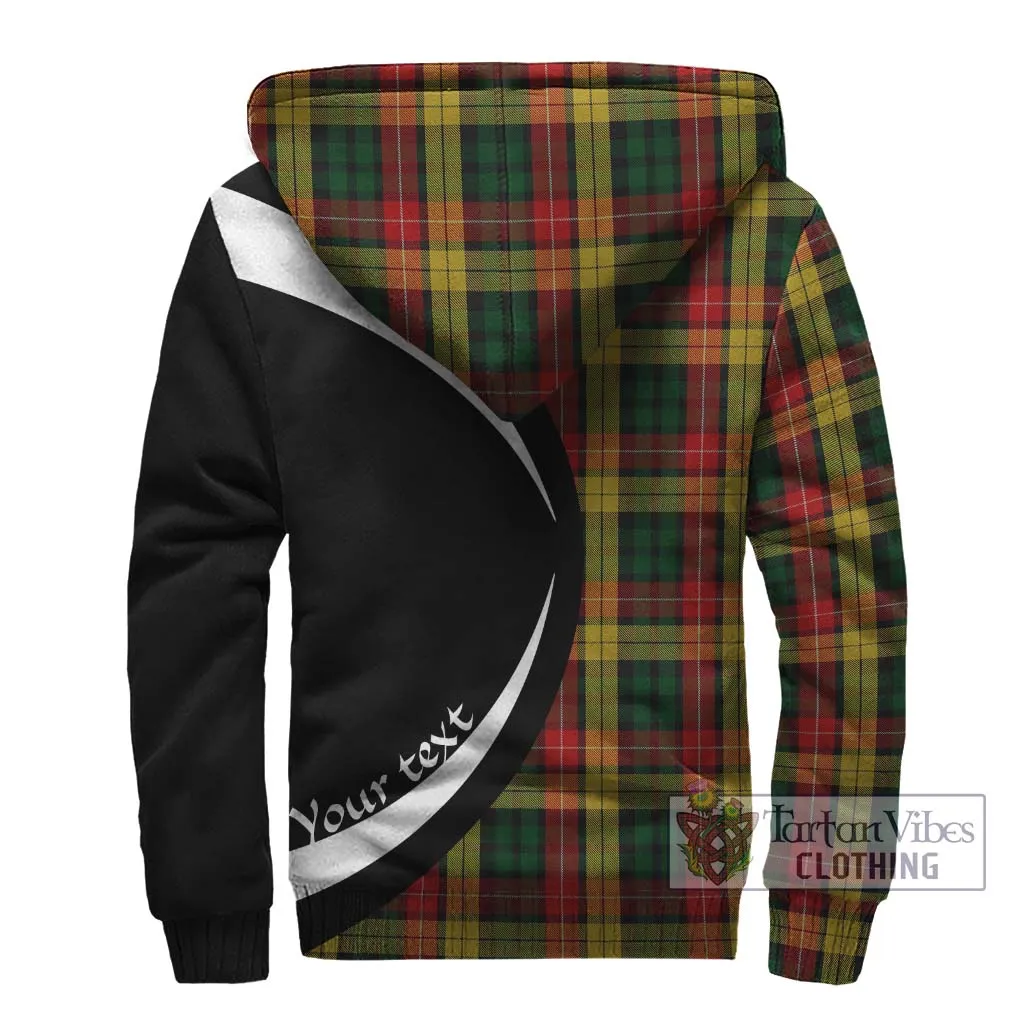 Buchanan Tartan Sherpa Hoodie with Family Crest Circle Style