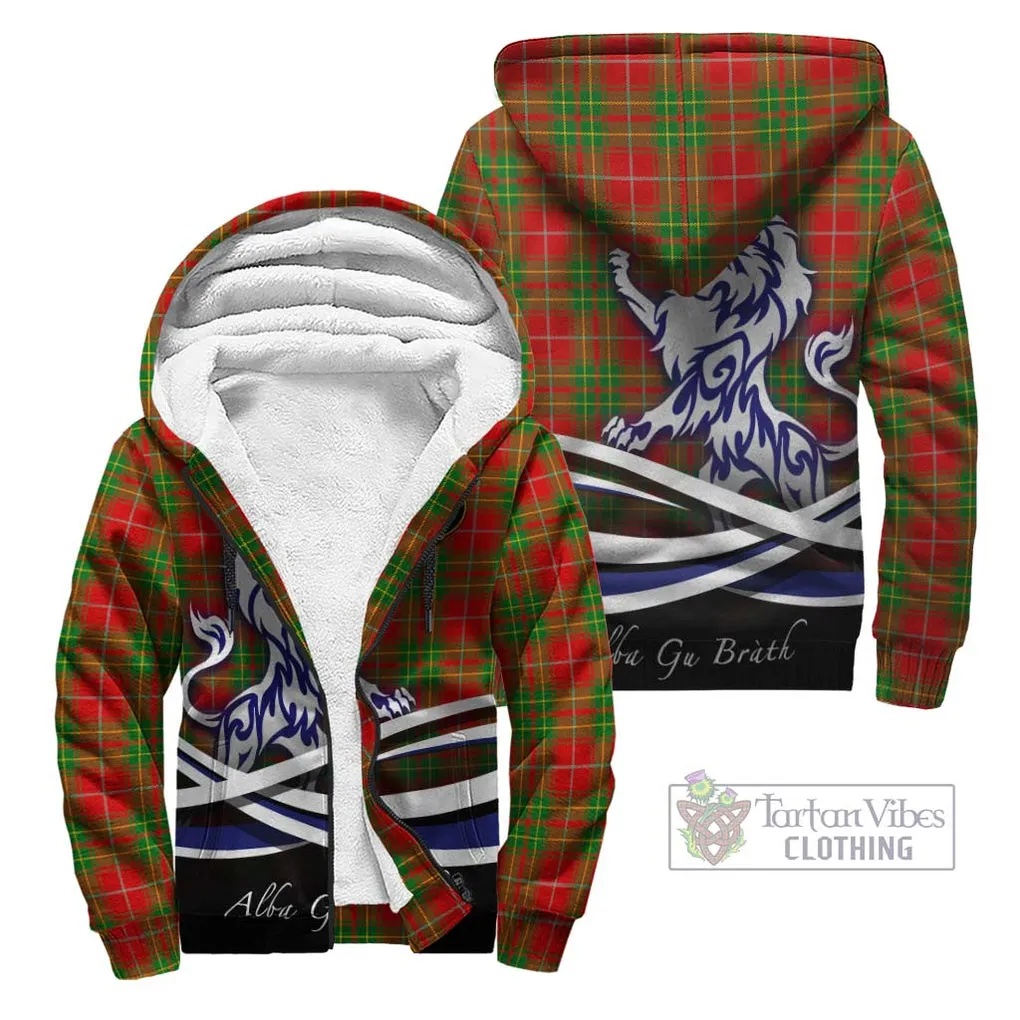 Burnett Tartan Sherpa Hoodie with Alba Gu Brath Regal Lion Emblem