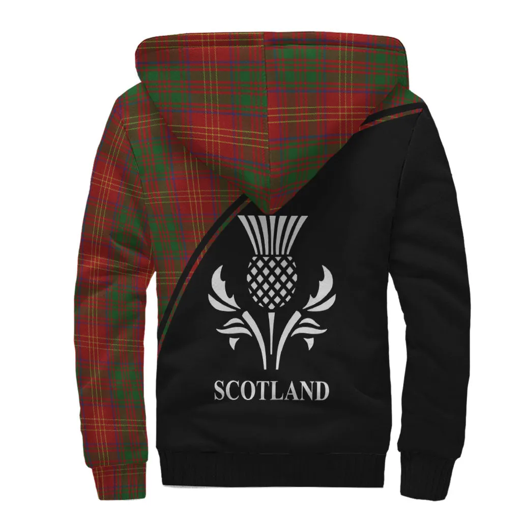 Burns Tartan Sherpa Hoodie with Family Crest Curve Style