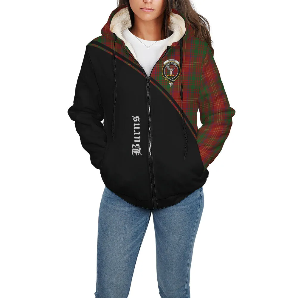 Burns Tartan Sherpa Hoodie with Family Crest Curve Style