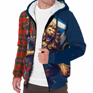 Butter Tartan Family Crest Sherpa Hoodie with Scottish Majestic Lion