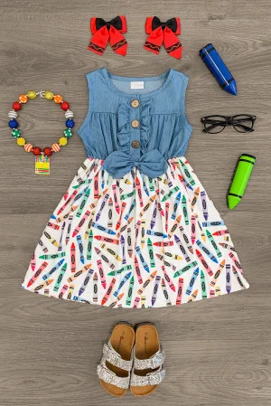 Crayon Sleeveless Denim Dress