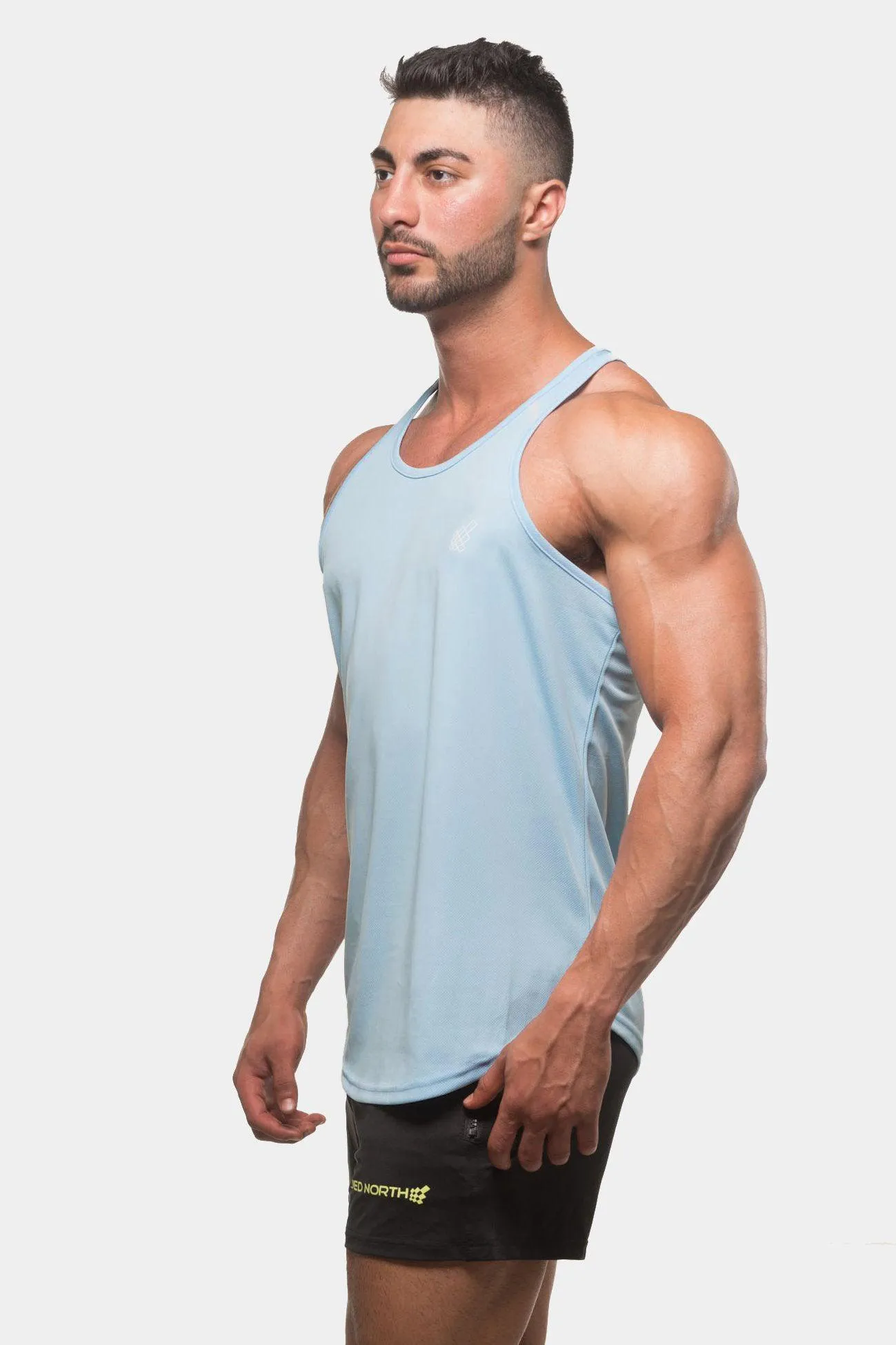 Fast-Dry Bodybuilding Workout Stringer - Light Blue