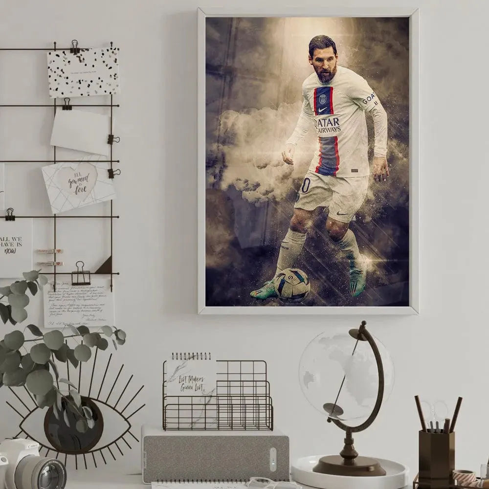 Football Legend Messi Canvas Artwork Prints Soccer Star Wall Art