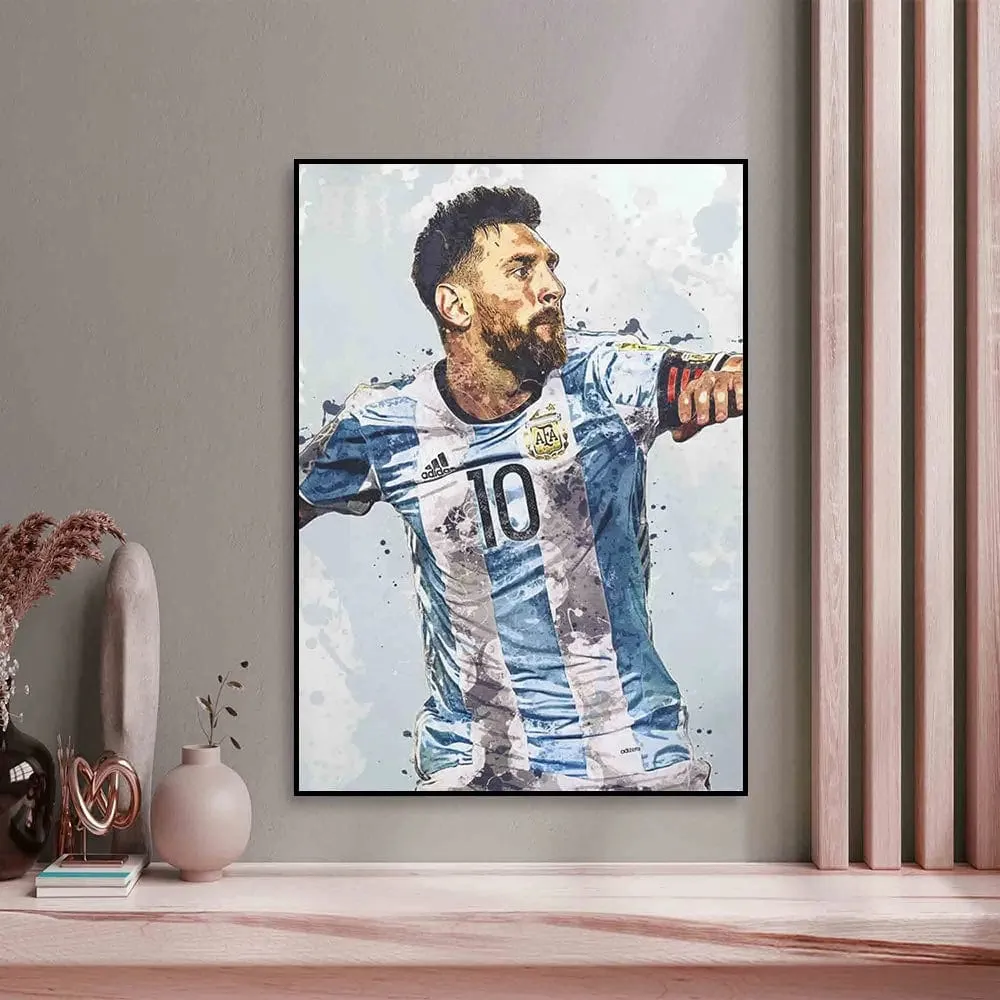 Football Legend Messi Canvas Artwork Prints Soccer Star Wall Art