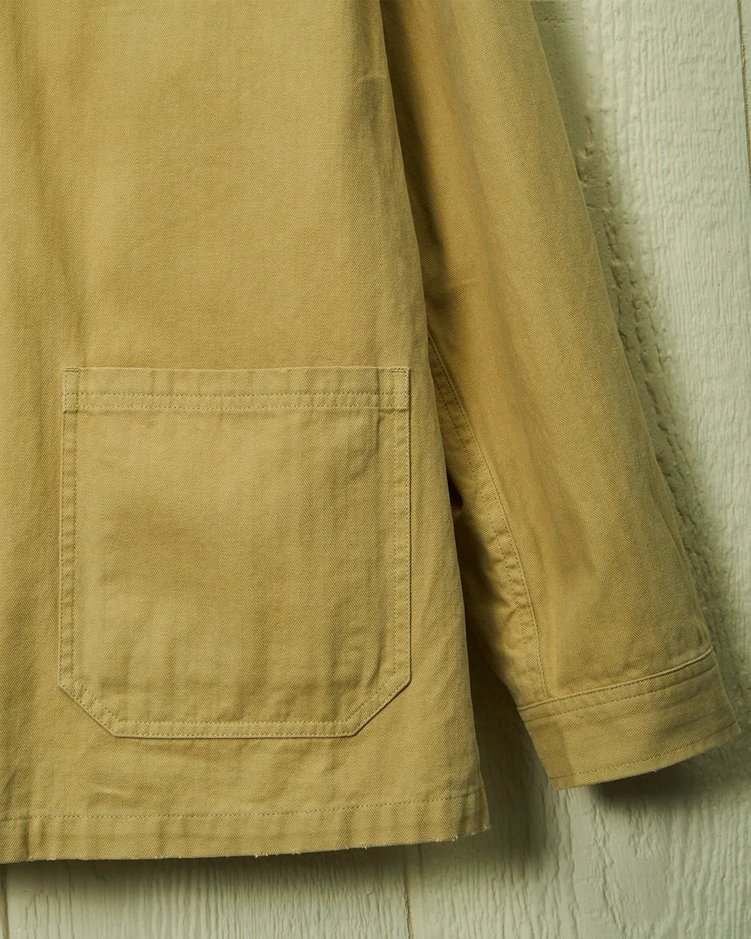 French Workman’s Jacket in Khaki Herringbone