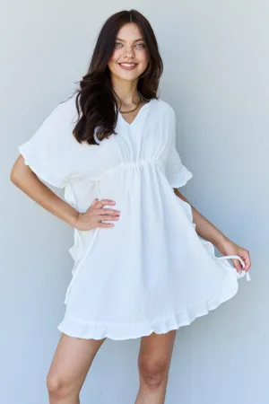 Full Size Ruffle Hem Dress with Drawstring Waistband