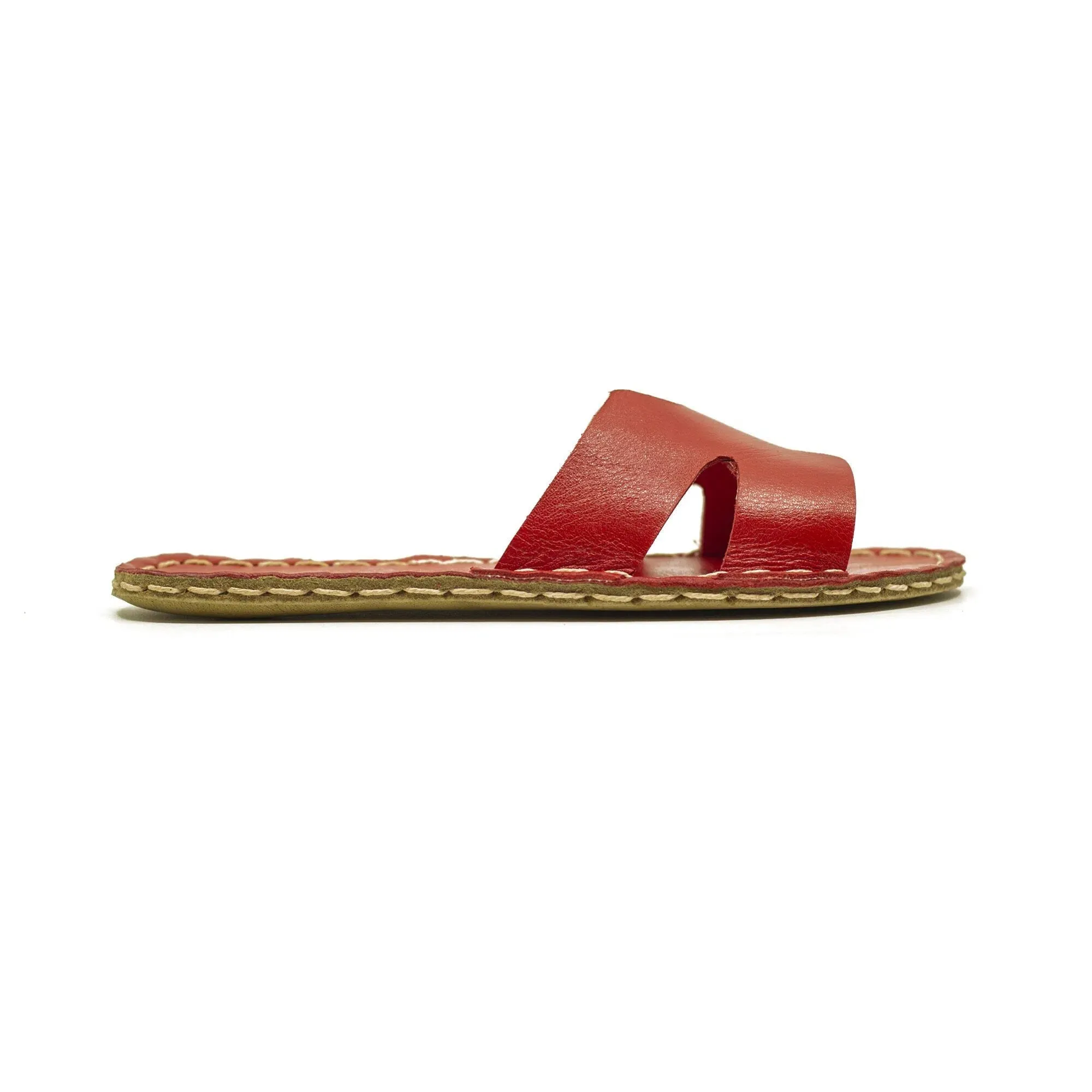 H-Style Red Leather Barefoot Slipper For Men