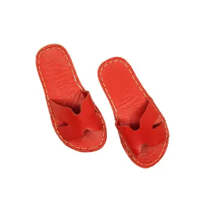 H-Style Red Leather Barefoot Slipper For Men