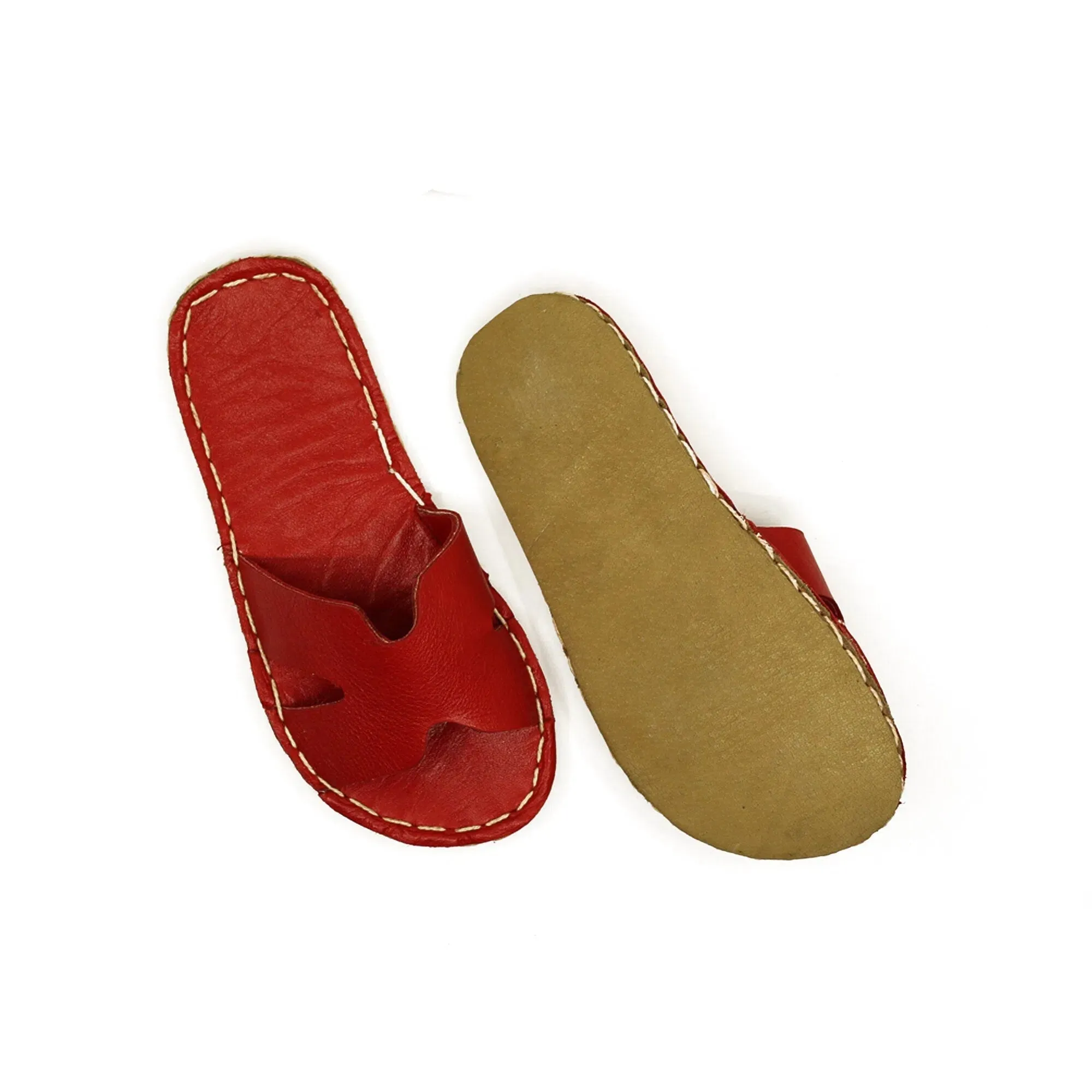 H-Style Red Leather Barefoot Slipper For Men