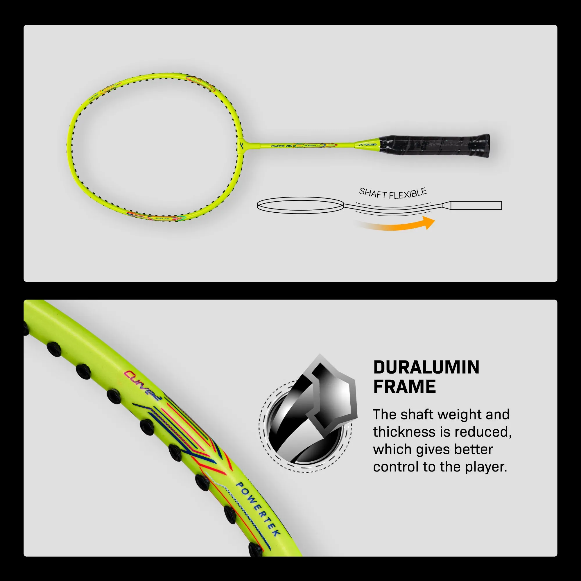 Hundred POWERTEK 200 JR Strung Badminton Racquet (Green)