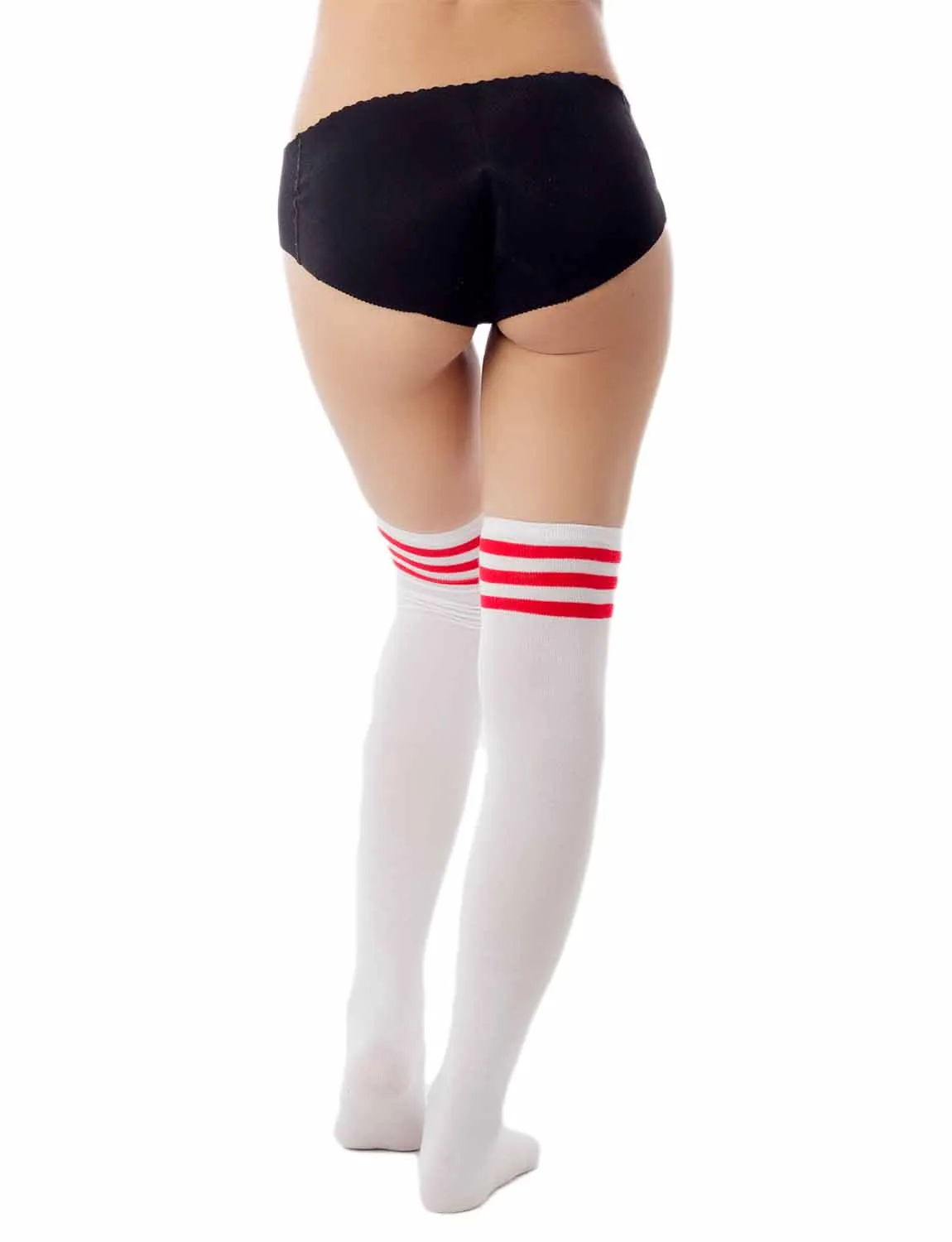 iB-iP Women's Navy Stripes Sports Football Style Hold-up Thigh High Long Socks