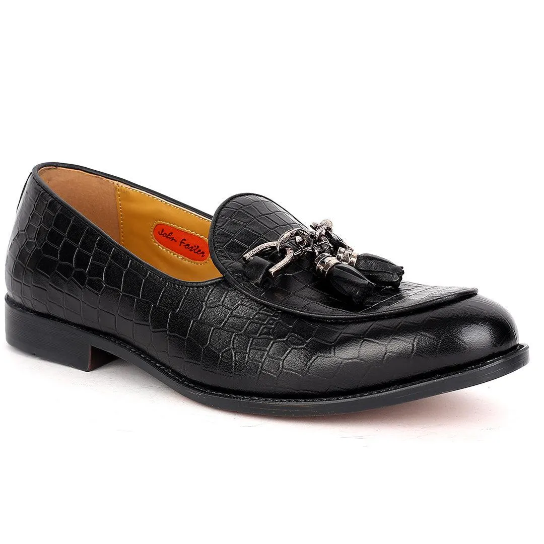 John Foster Classy Croc  Leather Men's Shoe With Textile Design