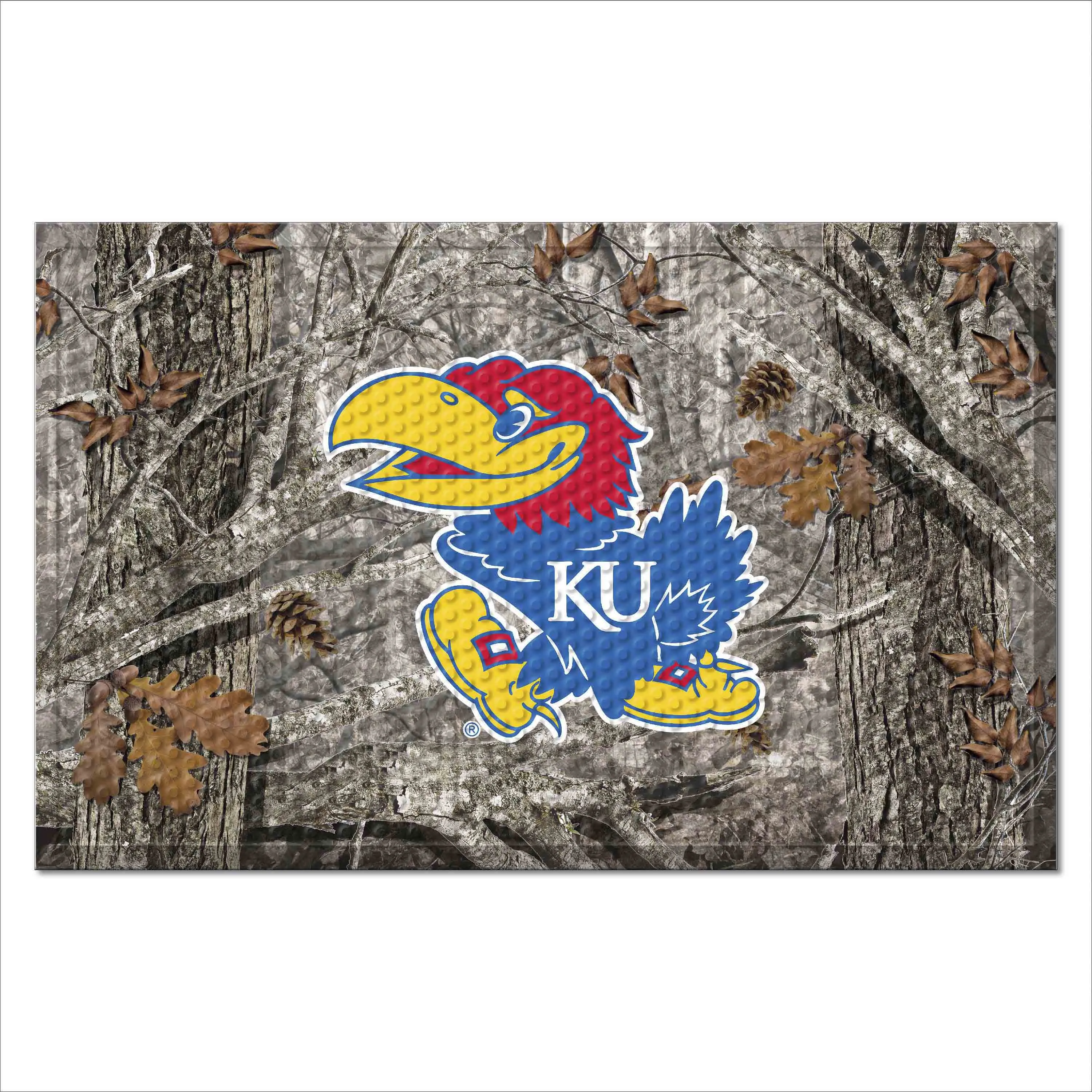 Kansas Jayhawks Rubber Scraper Door Mat Camo