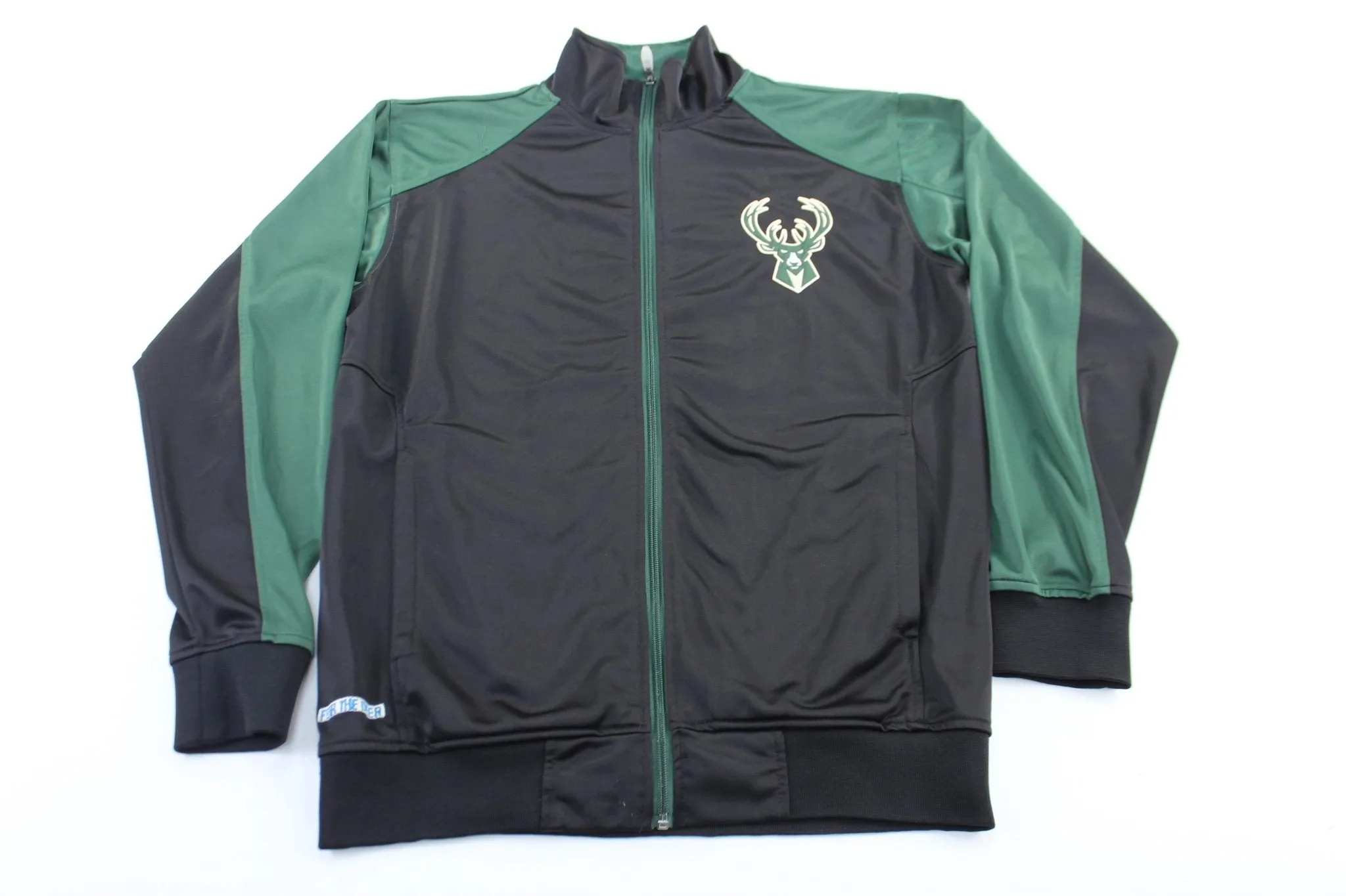 Majestic Milwaukee Bucks Embroidered Black & Green Zip Up Jacket