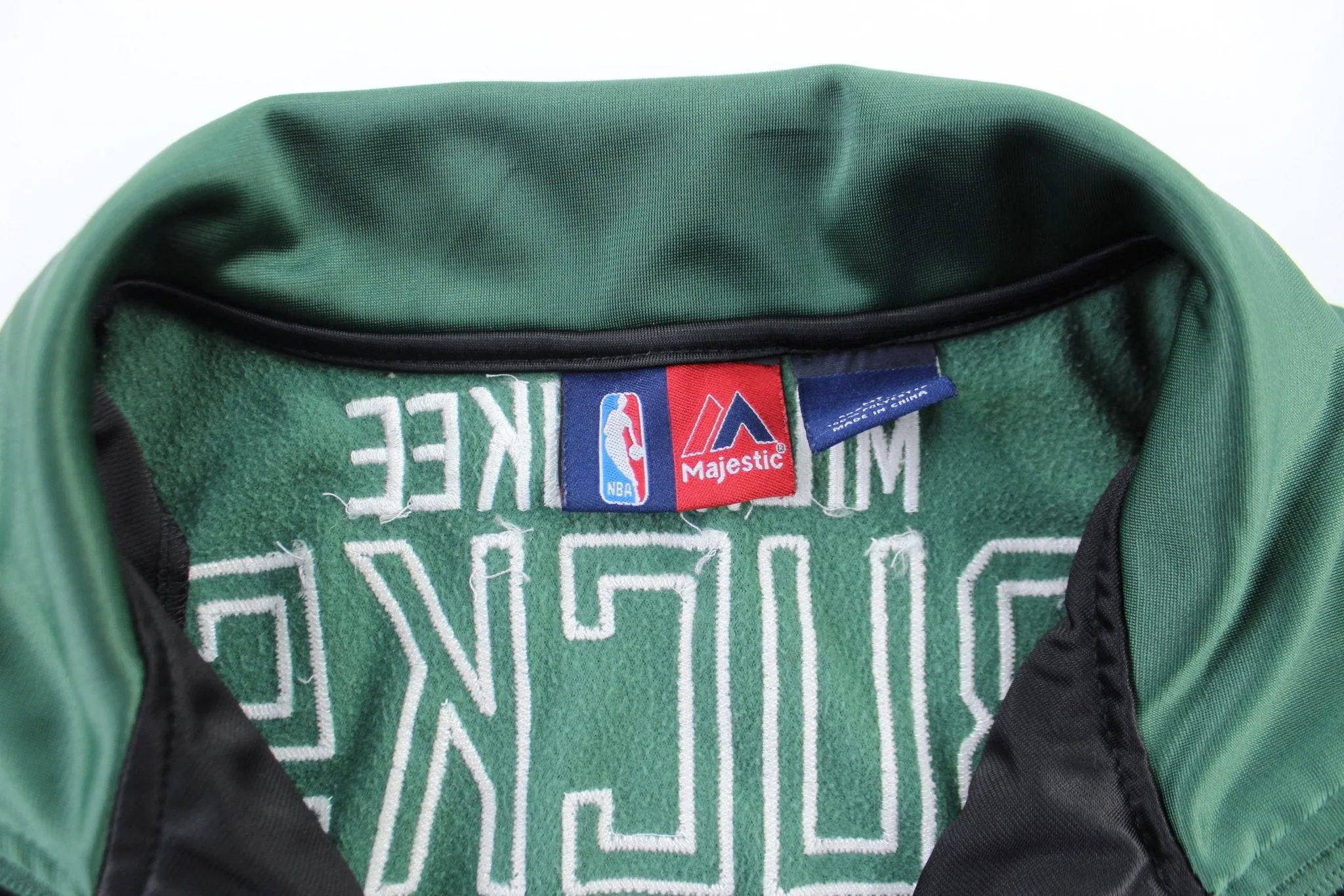 Majestic Milwaukee Bucks Embroidered Black & Green Zip Up Jacket