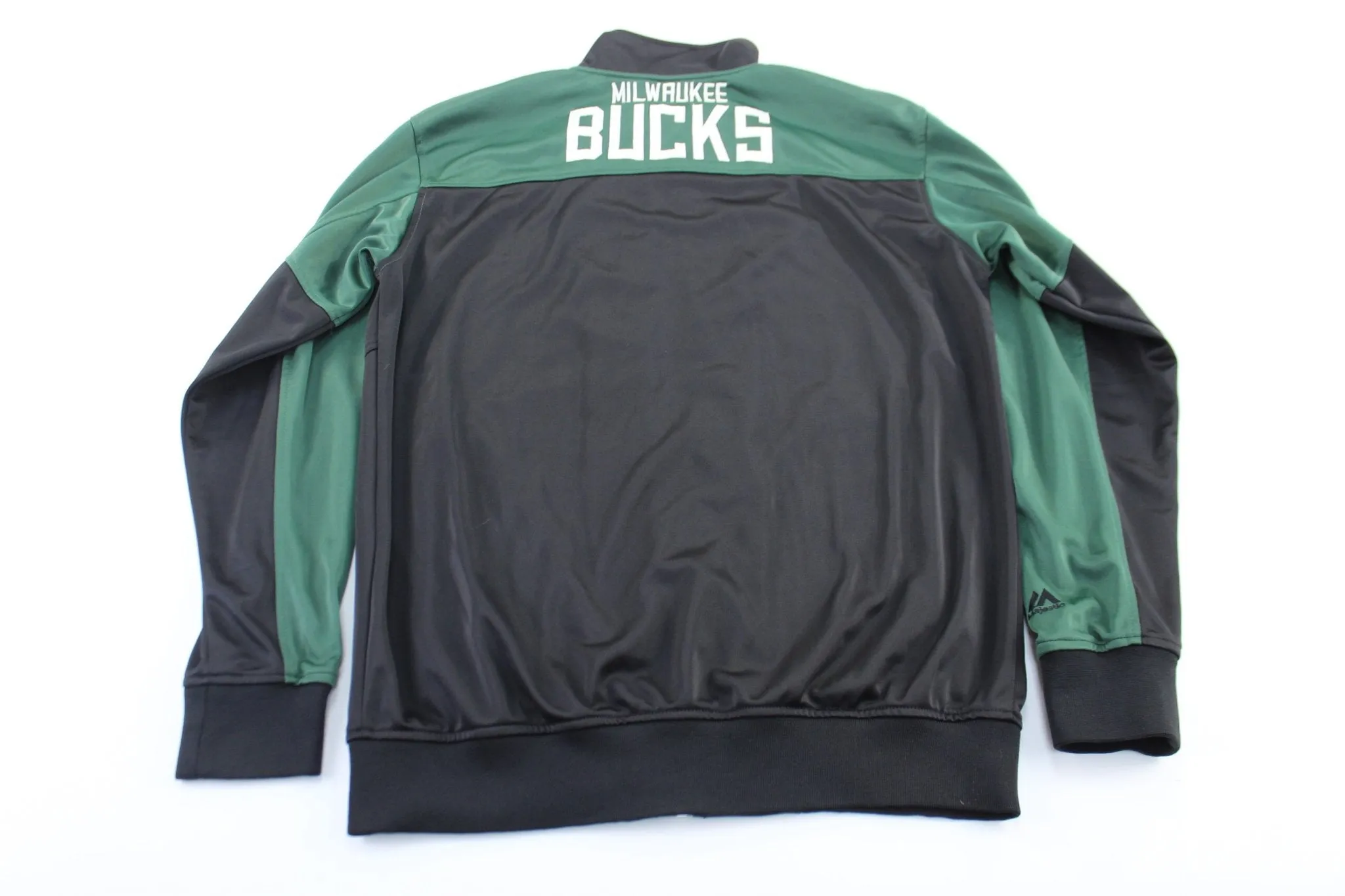 Majestic Milwaukee Bucks Embroidered Black & Green Zip Up Jacket