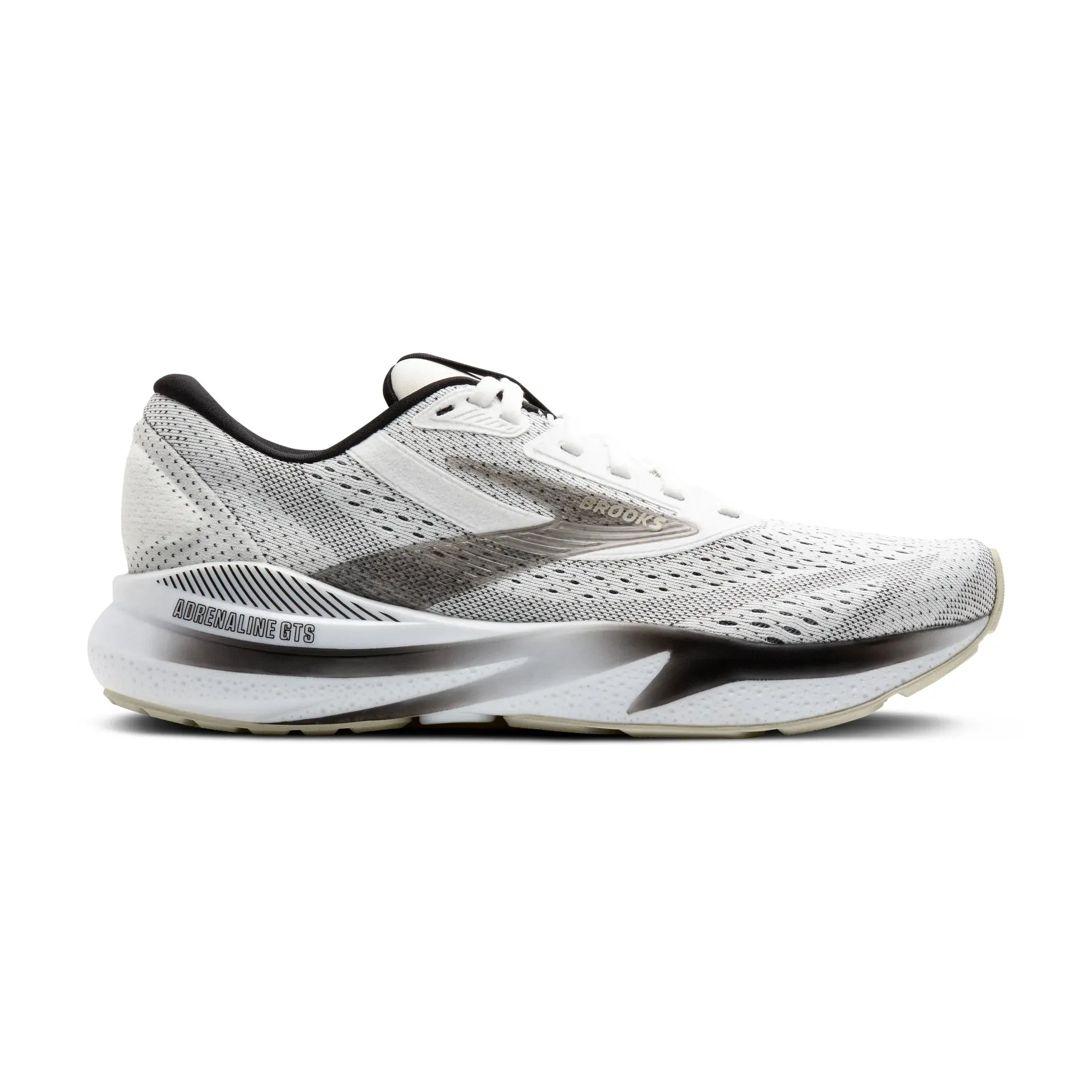 Men's Brooks Running Adrenaline GTS 24 Road Running Shoe in White/Black/Pelican