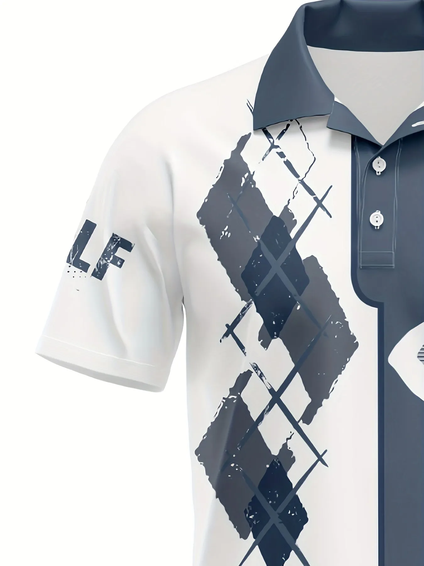 Men's Casual Playing Golf Print Short Sleeve Lapel Shirt For Summer