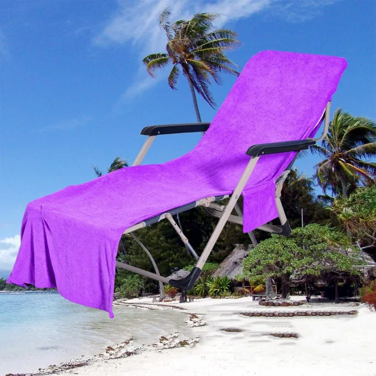 Microfiber Absorbent Quick Dry Double Layer Zipper Beach Chair Cover(Purple)