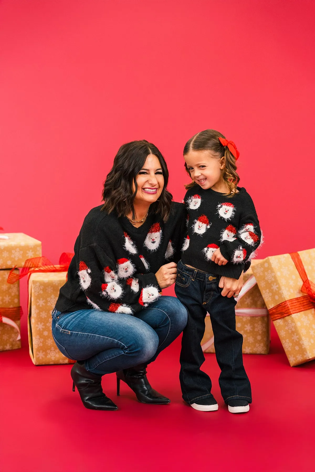 Mom & Me - Fuzzy Happy Santa Sweater