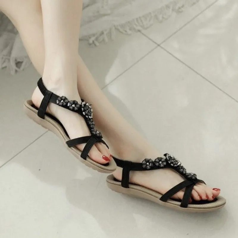 OCW Best Sandals For Walking Women Flower Band Flat Ankle Support Trendy Summer