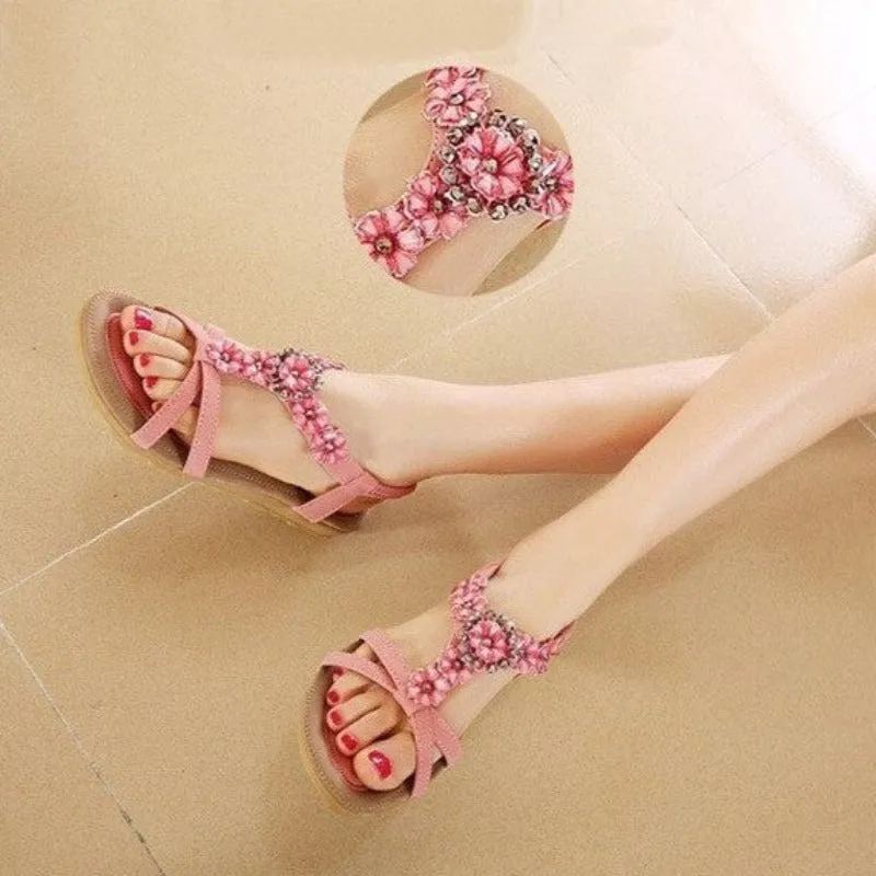 OCW Best Sandals For Walking Women Flower Band Flat Ankle Support Trendy Summer