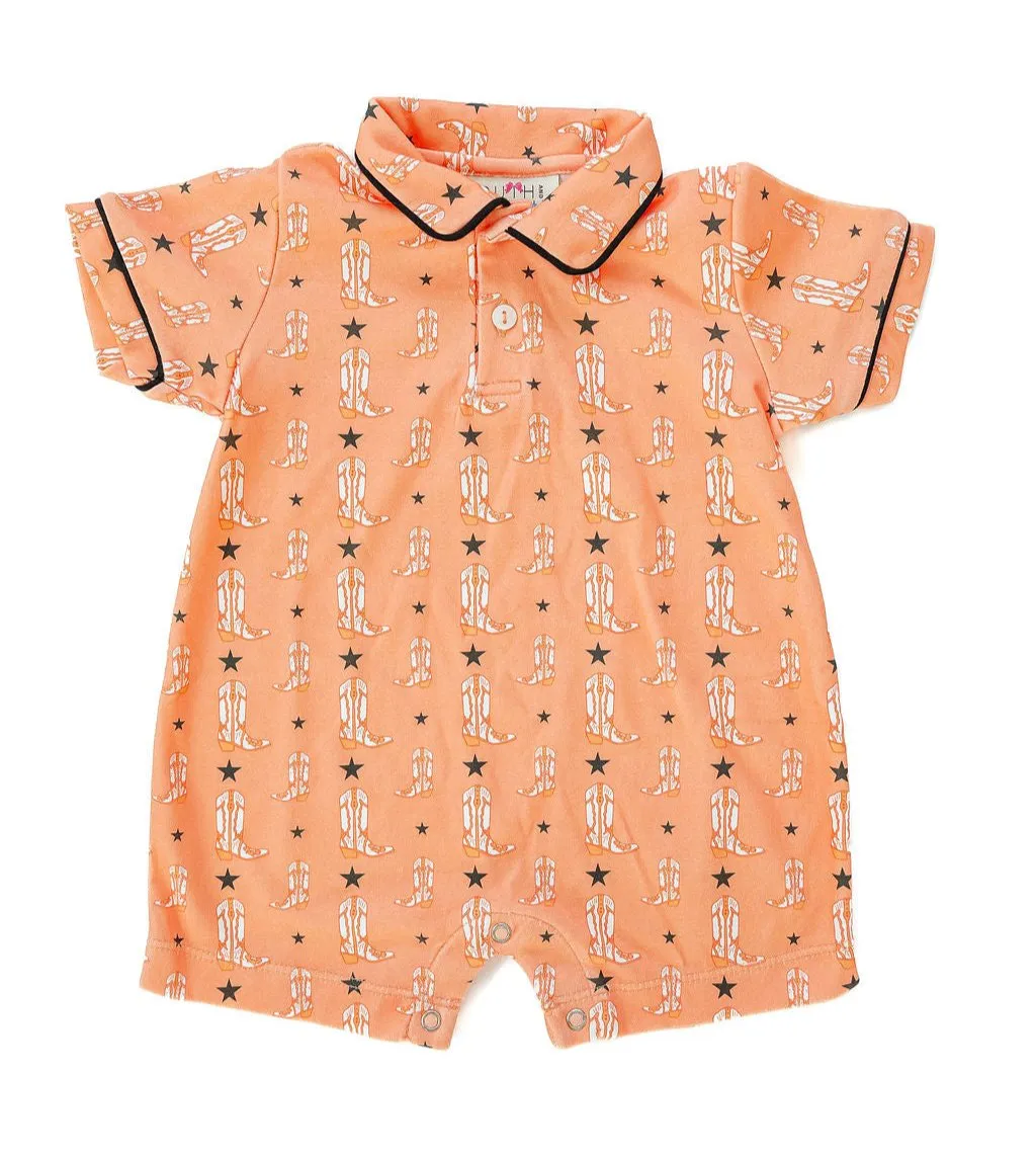 Orange and Black Boots Harold Romper