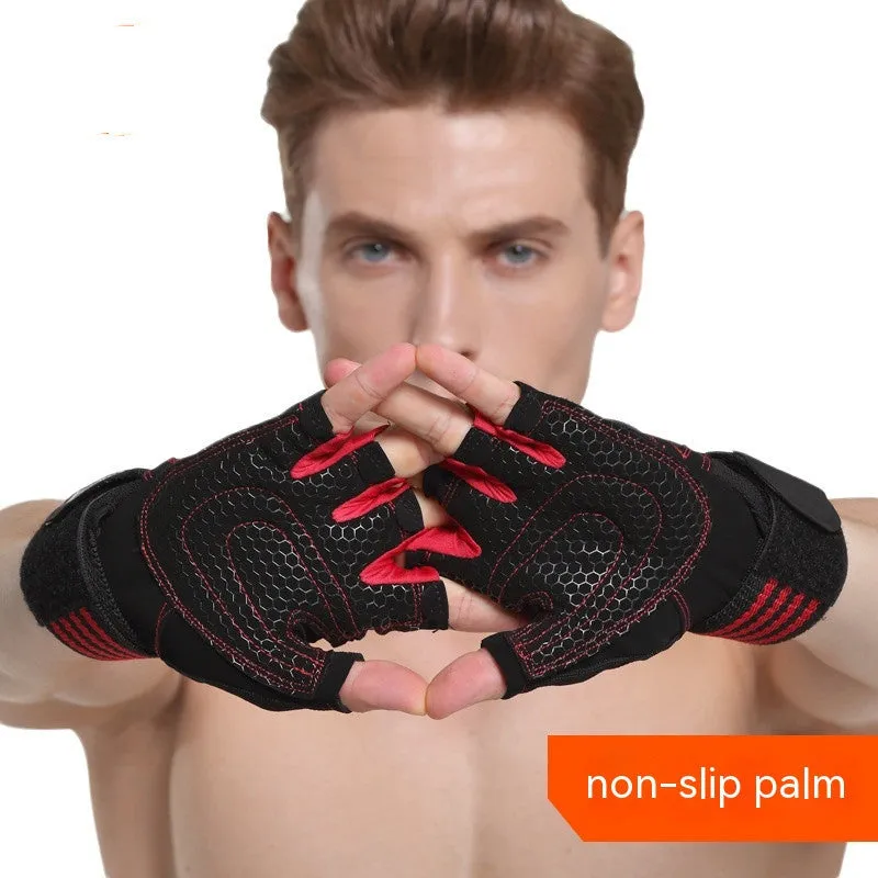 Outdoor Weightlifting Mountaineering Basketball Sports Half Finger Sports Dumbbell Training Lengthened Fitness Gloves