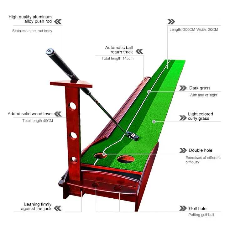 PGM 3m Golf Solid Wood Putter Trainer Practice Set Training Mat